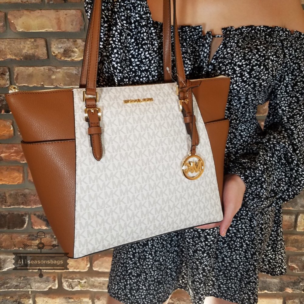 Michael Kors Large Charlotte Tote Vanilla Satchel - Picture 3 of 8
